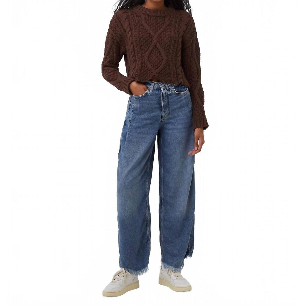 NEW FREE PEOPLE cutting edge cable sweater in chocolate